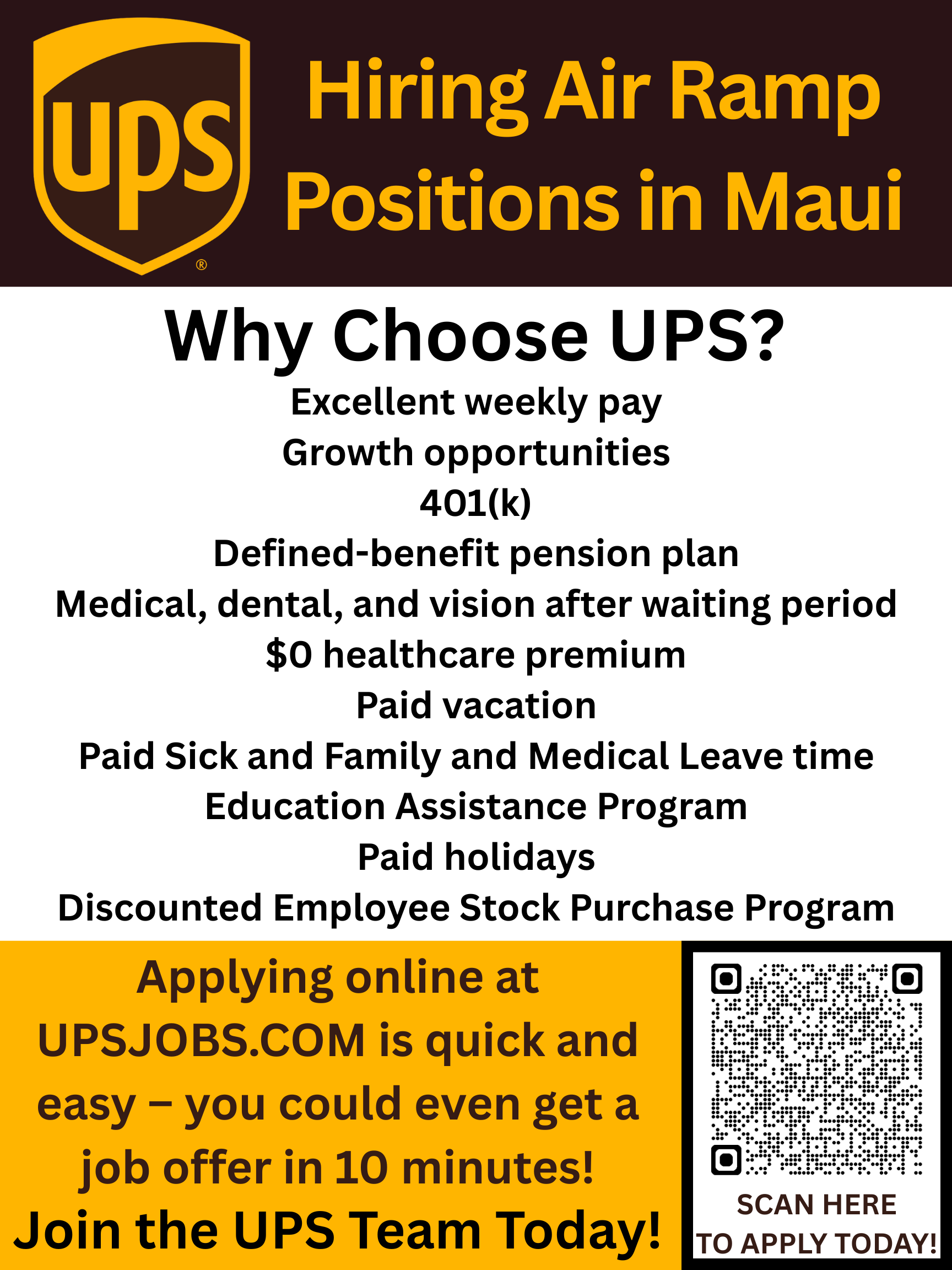 Ups Maui Center Is Hiring: Airport Warehouse Worker- Package Handler logo